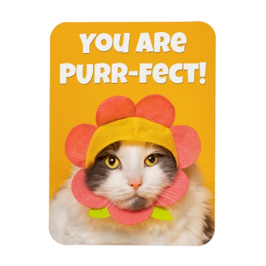 Niedliche Katze in Blume Hat Spaß Magnet (Vertikal)