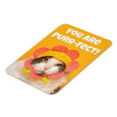Niedliche Katze in Blume Hat Spaß Magnet (Linke Seite)