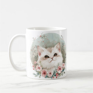 Niedliche Katze in Blume Manga Style Geschenk für  Kaffeetasse