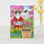 Niedliche Katze in der japanischen Karte (Gelbe Blume)