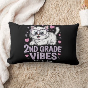 Niedliche Katze in der zweiten Klasse Vibes Back t Lendenkissen
