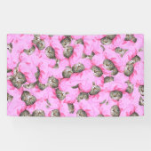 Niedliche Katze in einem rosa Caps-Muster zufällig Banner (Horizontal)