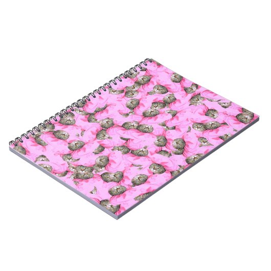 Niedliche Katze in einem rosa Caps-Muster zufällig Notizblock (Linke Seite)