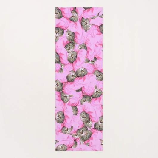 Niedliche Katze in einem rosa Caps-Muster zufällig Yogamatte (Rückseite)