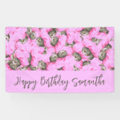 Niedliche Katze in einem rosafarbenen Muster eines Banner (Horizontal)