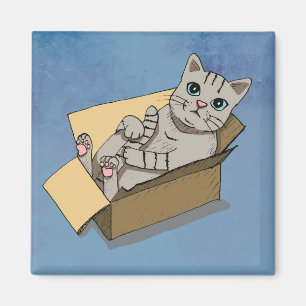 Niedliche Katze in einem Sammelpack-Zeichnen Magnet