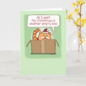 Niedliche Katze in einer Box Funny Christmas Karte (Gelbe Blume)