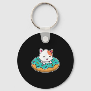 Niedliche Katze in einer Donut Funny Cat Lover Dou Schlüsselanhänger
