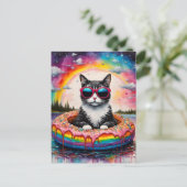 Niedliche Katze in einer Doughnut auf einer Floatt Postkarte (Stehend Vorderseite)