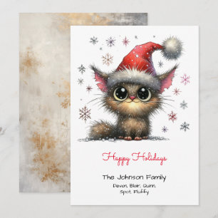Niedliche Katze in einer Weihnachtsmannmütze glück Feiertagskarte