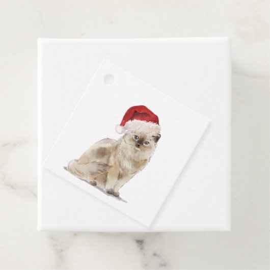 Niedliche Katze in einer Weihnachtsmannmütze Weihn Geschenkanhänger (Beispiel)