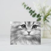 Niedliche Katze in Grautönen Postkarte (Stehend Vorderseite)
