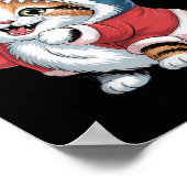 Niedliche Katze in Haikostüm mit Weihnachtsmannmüt Poster (Ecke)