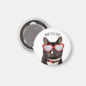 Niedliche Katze in Herzbrille Magnet (Vorderseite/Rückseite)