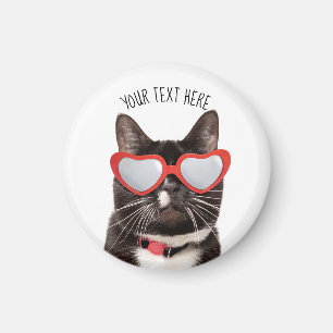 Niedliche Katze in Herzbrille Magnet