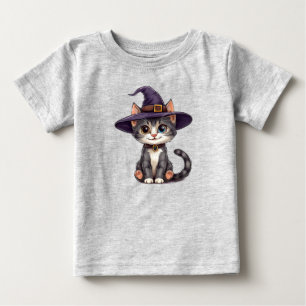 Niedliche Katze in Hexenhut Baby T-shirt