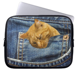 Niedliche Katze in Jeans Tasche lustige Illusion