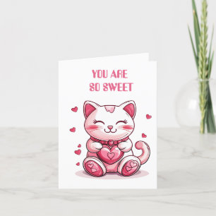 niedliche Katze in Liebe mit rosa Herz Feiertagskarte