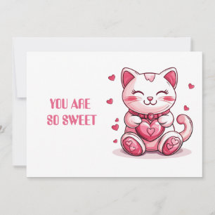 niedliche Katze in Liebe mit rosa Herz Feiertagskarte