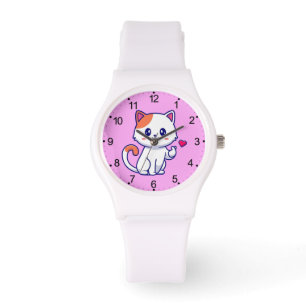 Niedliche Katze in Liebe signieren Hand-57577 Armbanduhr