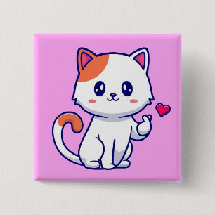 Niedliche Katze in Liebe signieren Hand-57577 Button