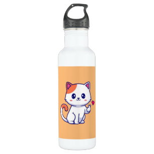 Niedliche Katze in Liebe signieren Hand-57577 Edelstahlflasche