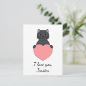 Niedliche Katze in Liebe Valentine Feiertagskarte (Stehend Vorderseite)