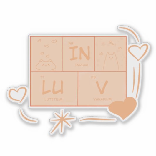 Niedliche Katze "In LuV" Vinyl-Aufkleber Aufkleber (Vorderseite)