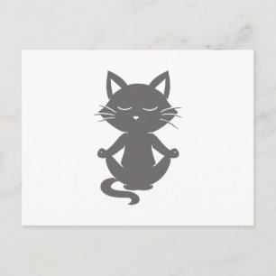 Niedliche Katze in Meditation - Hintergrundfarbe a Postkarte
