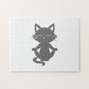 Niedliche Katze in Meditation - Hintergrundfarbe a Puzzle