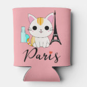 Niedliche Katze in Paris Dosenkühler (Rückseite)