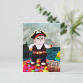 Niedliche Katze in Piratenkostüm Postkarte (Stehend Vorderseite)