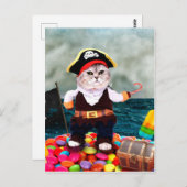 Niedliche Katze in Piratenkostüm Postkarte (Vorne/Hinten)