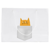 Niedliche Katze in Pocket, flüchtige Blick ein Buc Große Geschenktüte (Rückseite)