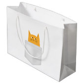 Niedliche Katze in Pocket, flüchtige Blick ein Buc Große Geschenktüte (Rückseite Schrägansicht)