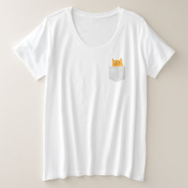 Niedliche Katze in Pocket, flüchtige Blick ein Buc Große Größe T-Shirt