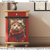 Niedliche Katze in Red Snowflake Scarf ED8R Decoup Seidenpapier