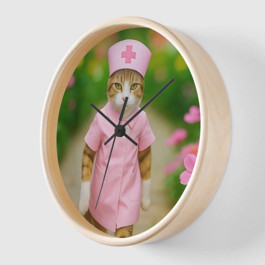 Niedliche Katze in rosa Krankenschwester Uniform R Uhr (Winkel)
