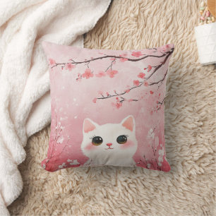 Niedliche Katze in Sakura Blume Dekoratives Kissen
