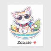Niedliche Katze in Sonnenbrille mit fröhlichen Gef Aufkleber (Blatt)