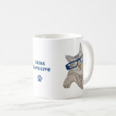 Niedliche Katze in Spektren denken Pawsitive Posit Kaffeetasse (VorderseiteRechts)