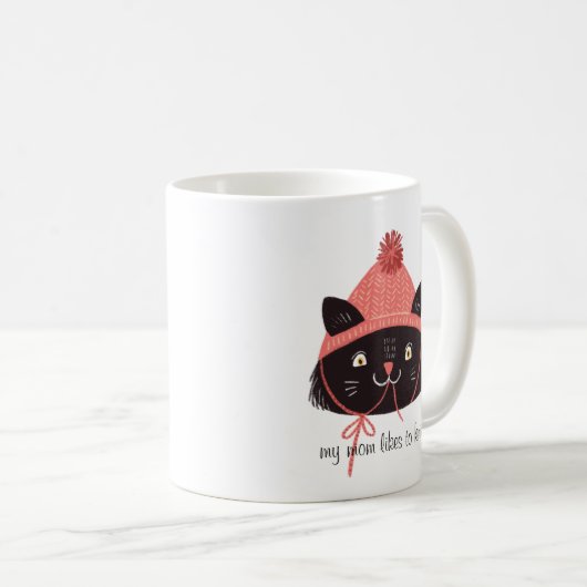 Niedliche Katze in Strick Hat-Tasse Kaffeetasse (VorderseiteRechts)