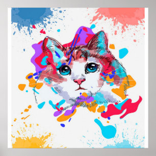 Niedliche Katze in Wasserfarben Geschenkidee, Lieb Poster