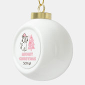 Niedliche Katze in Weihnachtsmannmütze & Baum Meow Keramik Kugel-Ornament (Rechts)