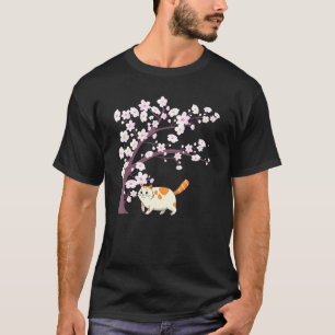 Niedliche Katze Japanisch Kitten Kirschblüten Tree T-Shirt