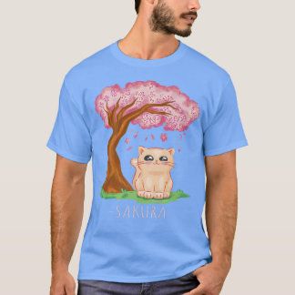 Niedliche Katze Japanischer Kirschblossom Tree Sak T-Shirt