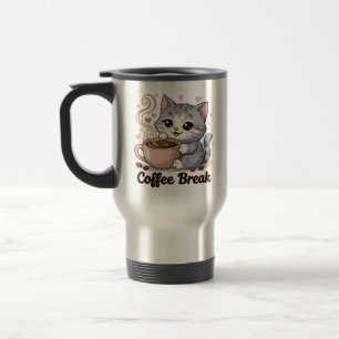 Niedliche Katze - Kaffeepause - Reisebecher