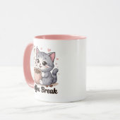 Niedliche Katze - Kaffeepause - Tasse (Vorderseite Links)
