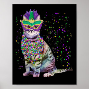 Niedliche Katze Karneval Maske Mardi Gras Katze Li Poster