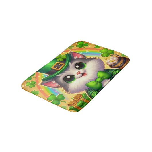 Niedliche Katze/Kätzchen Badematte (Schrägansicht)